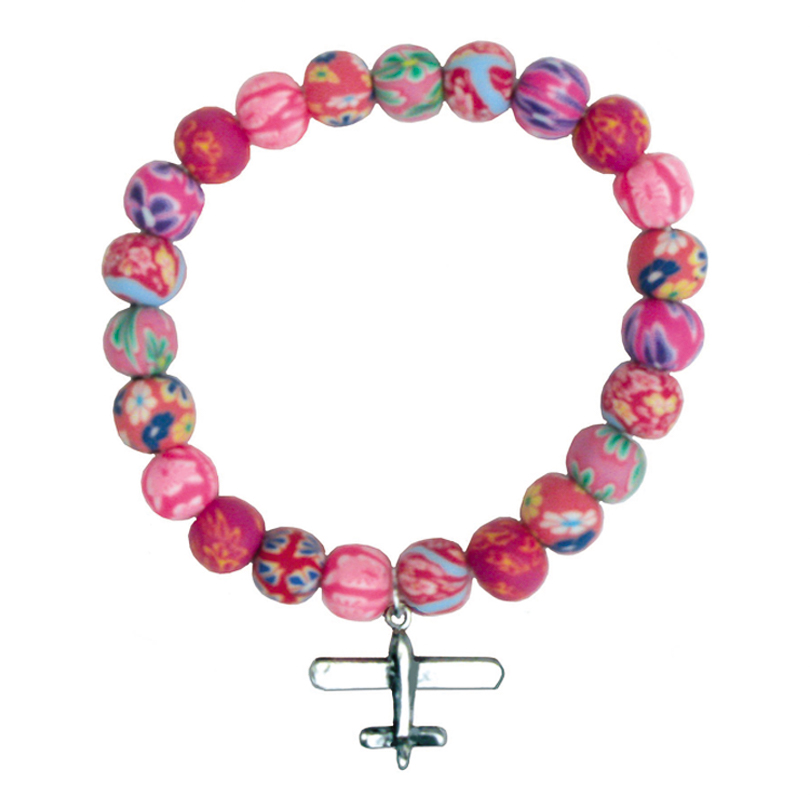 Fimo Beaded Airplane Bracelet