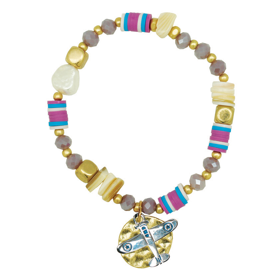 Mother of Pearl stretch bracelet Airplane