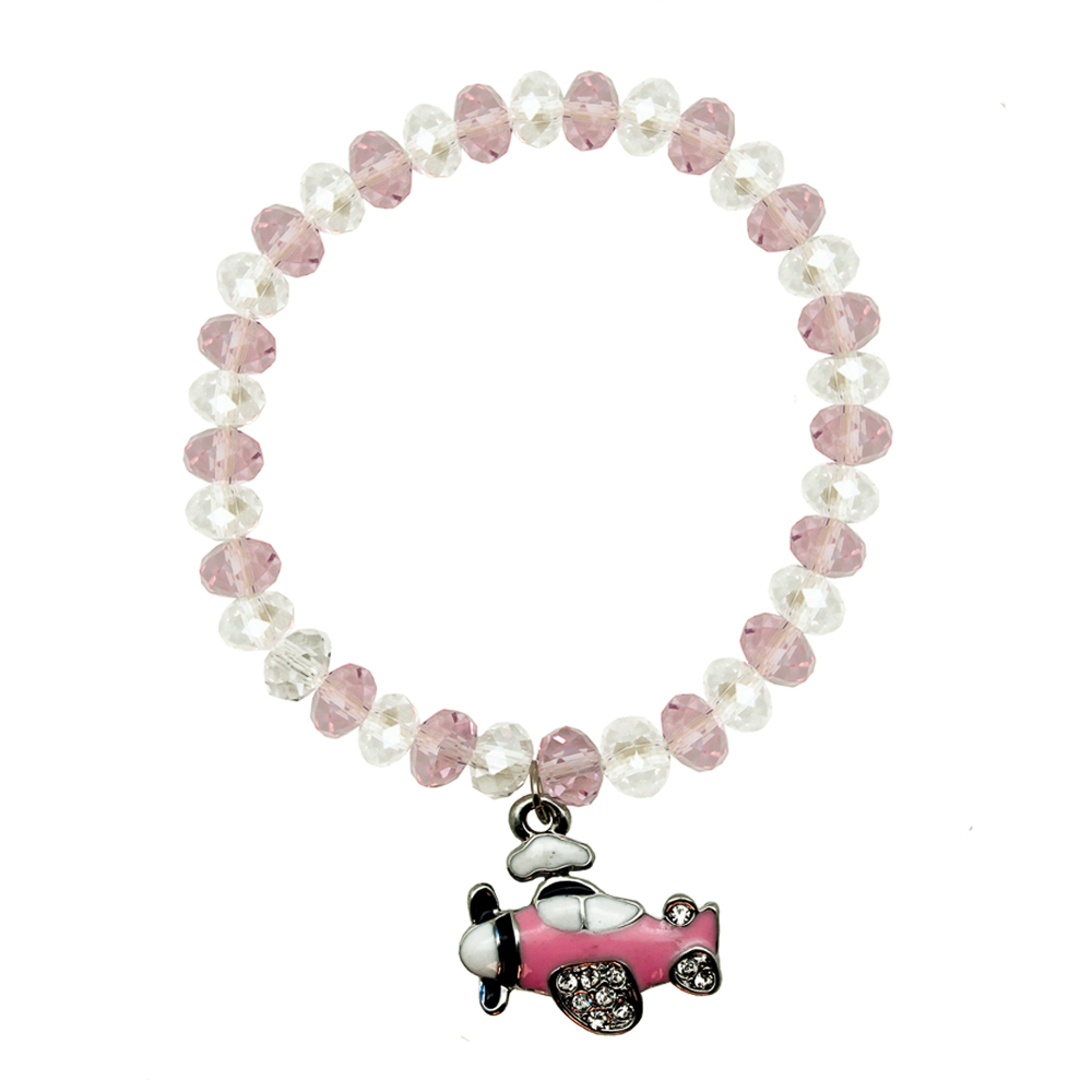 Crystal Pink Airplane Bracelet