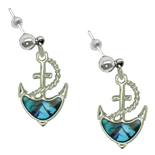 Paua Shell Anchor Earrings