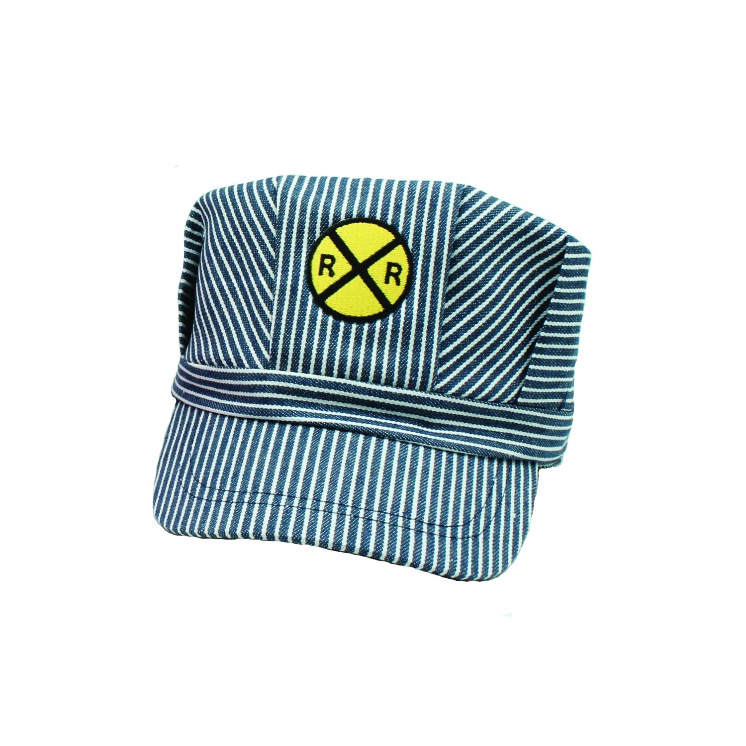 Adult blue Engineer hat with RR crossing patch