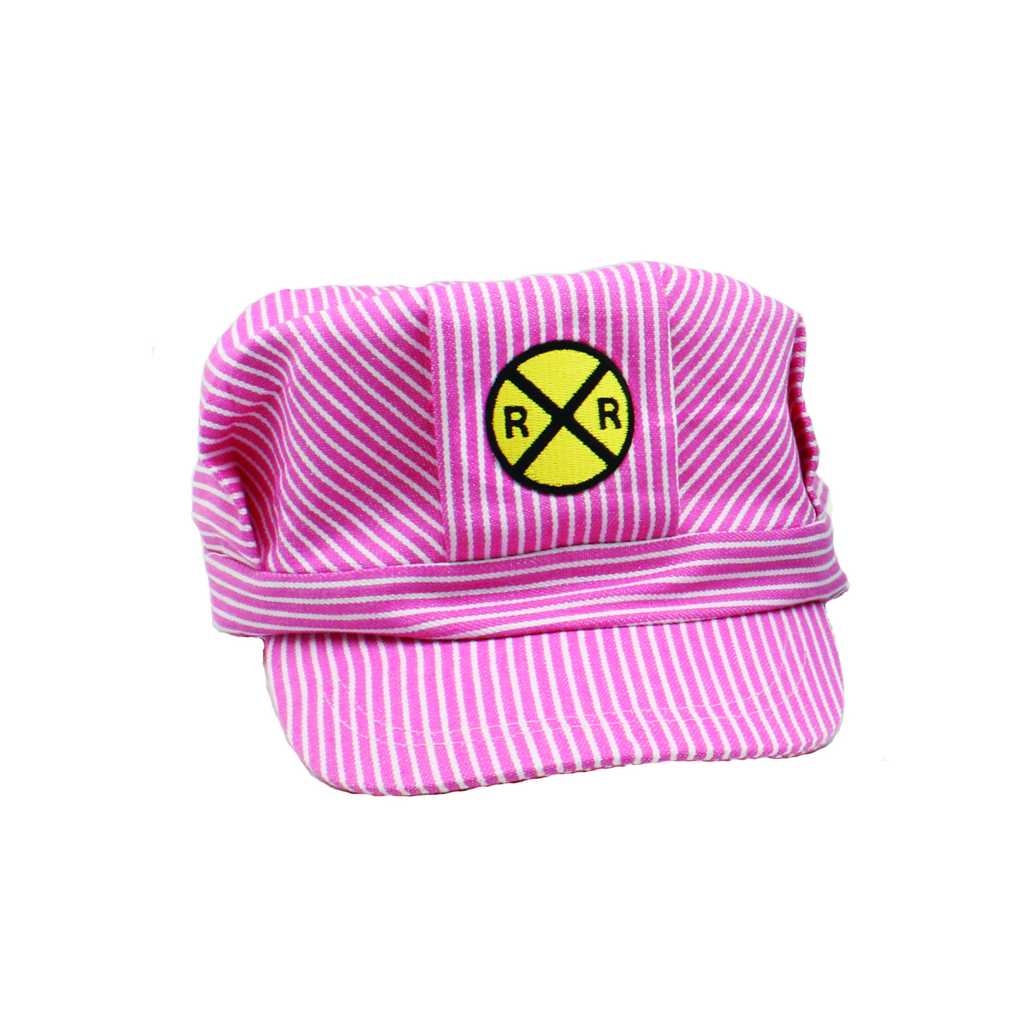 Youth pink engineer hat with RR crossing patch