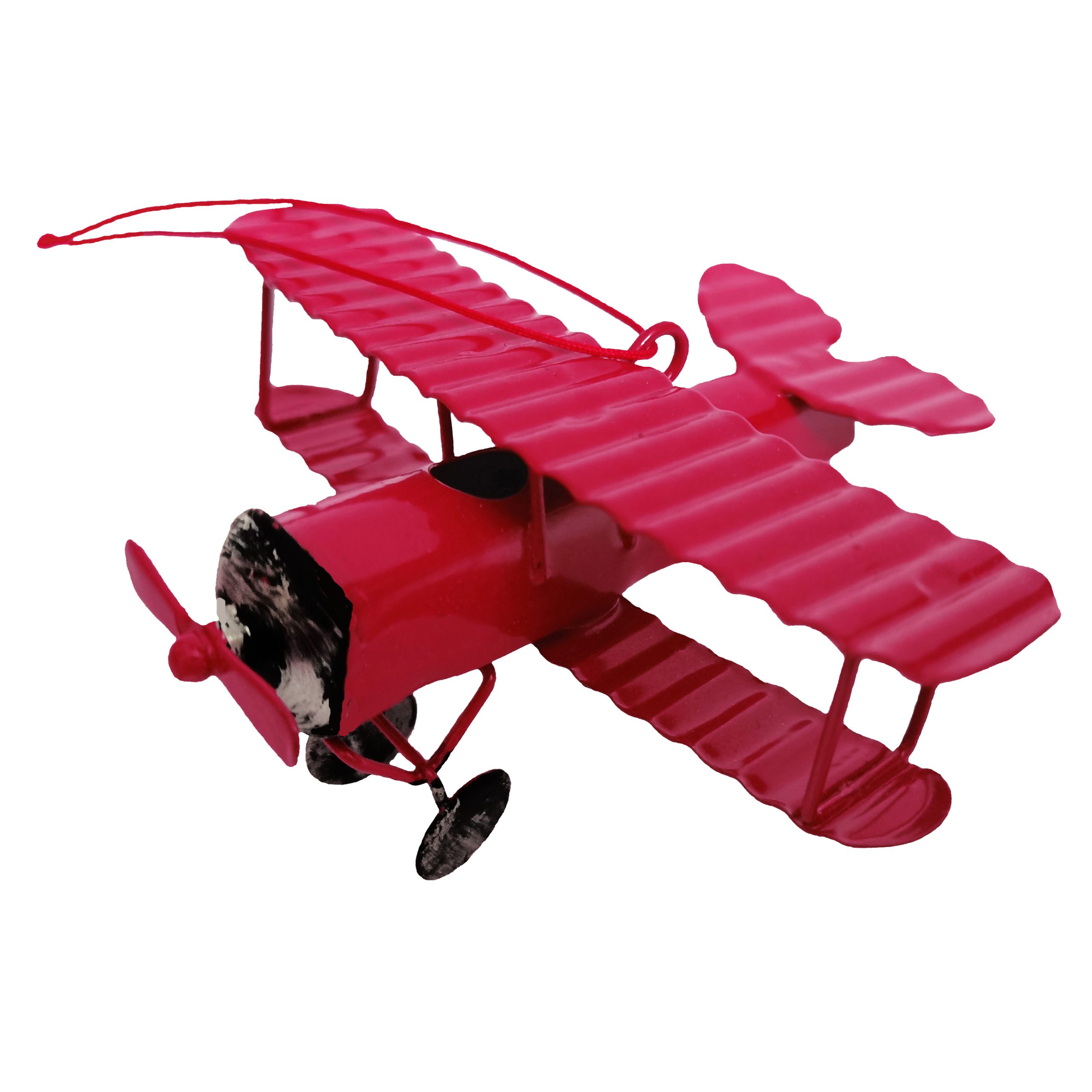 Red Tin Biplane Ornament