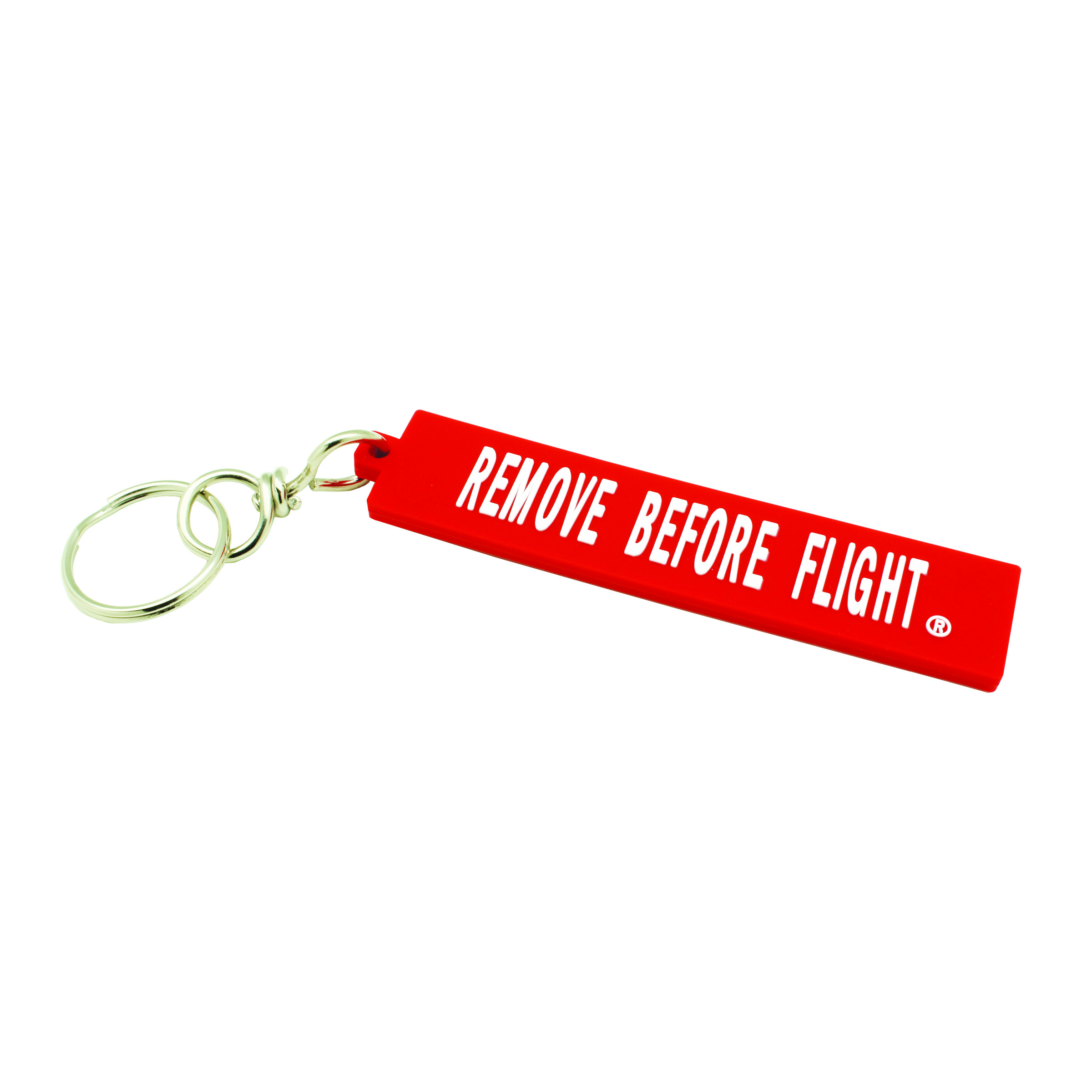 Remove Before Flight rubber keychain